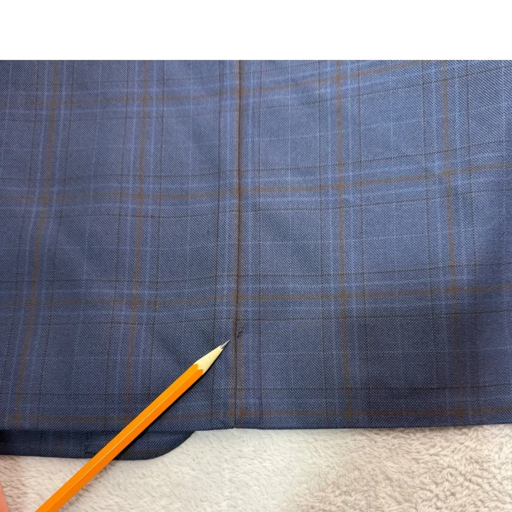 Jos. A. Bank Blazer Men 48L Blue Plaid Signature Collection Silk Wool Sport Coat